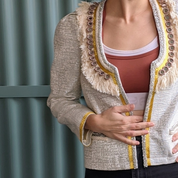 Guess by Marciano Mirrored Beaded Crop Jacket - Picture 1 of 10